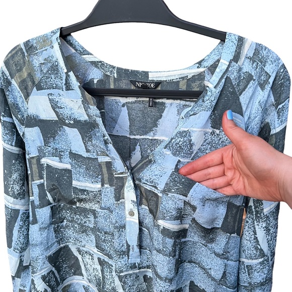 Nic+Zoe Silk Button Up Abstract Blouse - Picture 4 of 12